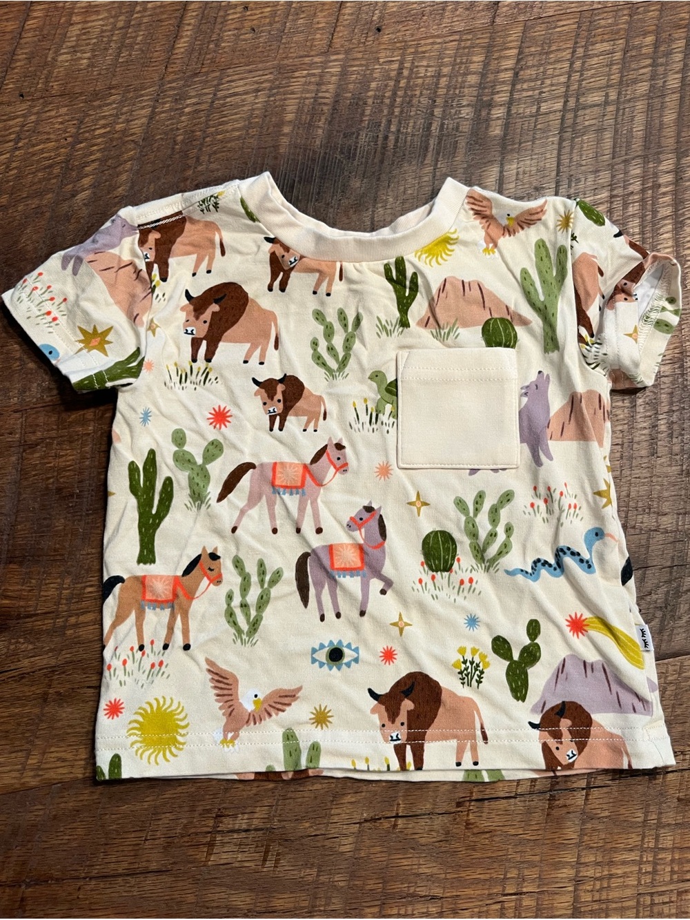 Little Sleepies Kids Western Animal Print Pocket Tee - Cream